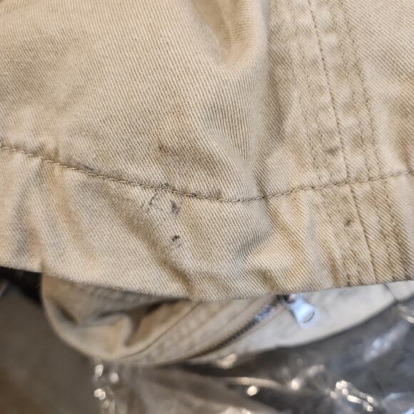 BNCI Tan Brown Canvas Utility Jacket Faux Leather Neutral Pockets Womens Large L - Picture 3 of 12